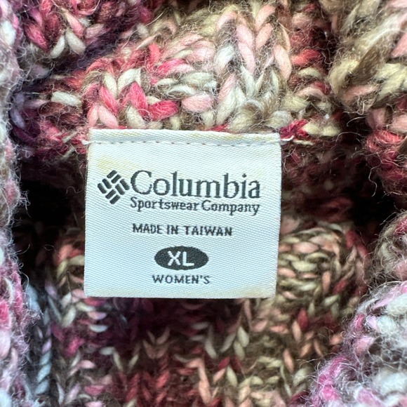 Columbia‎ Womens XL Sweater Long Sleeve Marled Knit Pink Chunky Cottagecore Wool - Picture 2 of 8